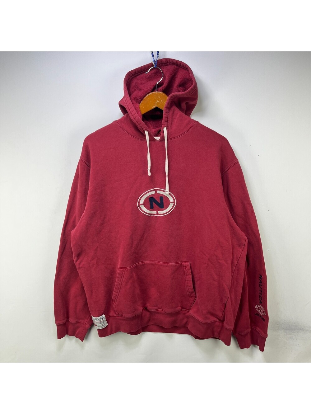 Vintage Nautica Burgundy Oval N Embroidered Logo Hoodie XL